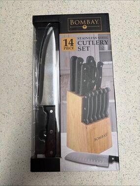 Bombay 14-Piece Stainless Cutlery Set with Black Handles